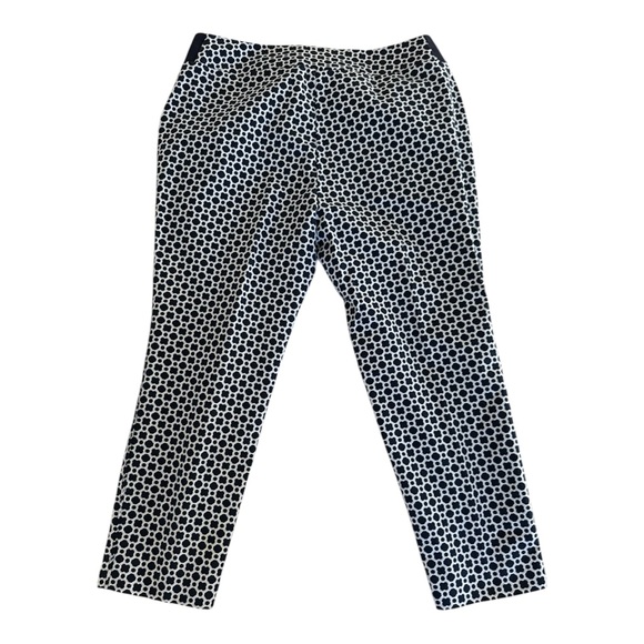 Investments Ankle Pants Women Plus Size 18 Blue White Geometric Floral Stretch - Picture 4 of 10